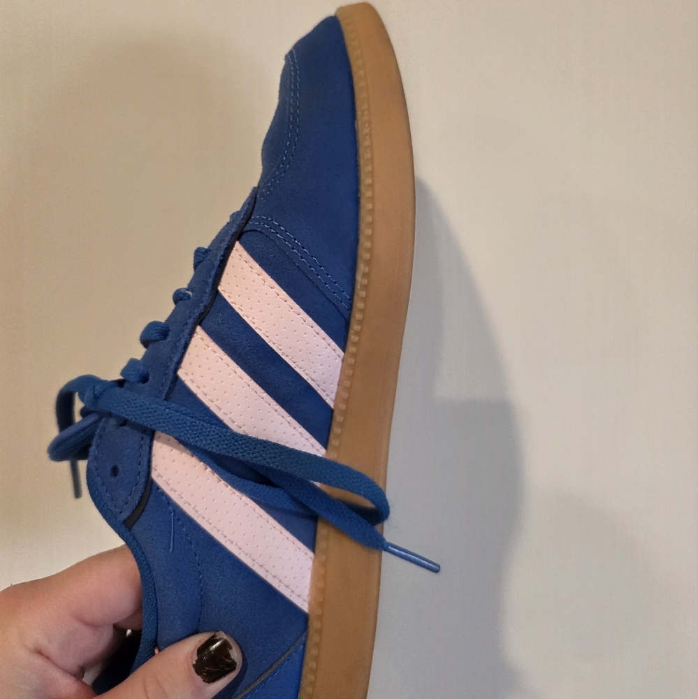 Adidas Cloudfoam Plus Suede 3 Stripe Sneakers Womens 6 Blue - Picture 7 of 8